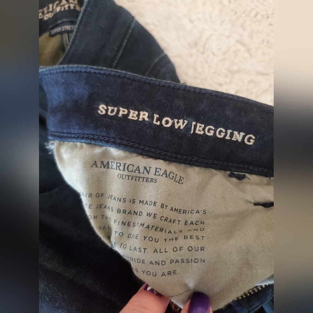 American Eagle outfitter jeggins size 12, dark blue, 86% cotton, super stretch - Picture 9 of 12